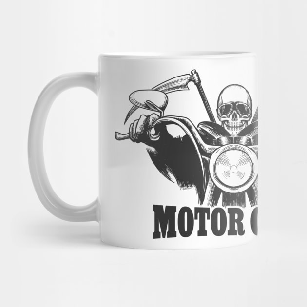 Motor Club Emblem Death on a motorcycle in  glasses  with scythes by devaleta